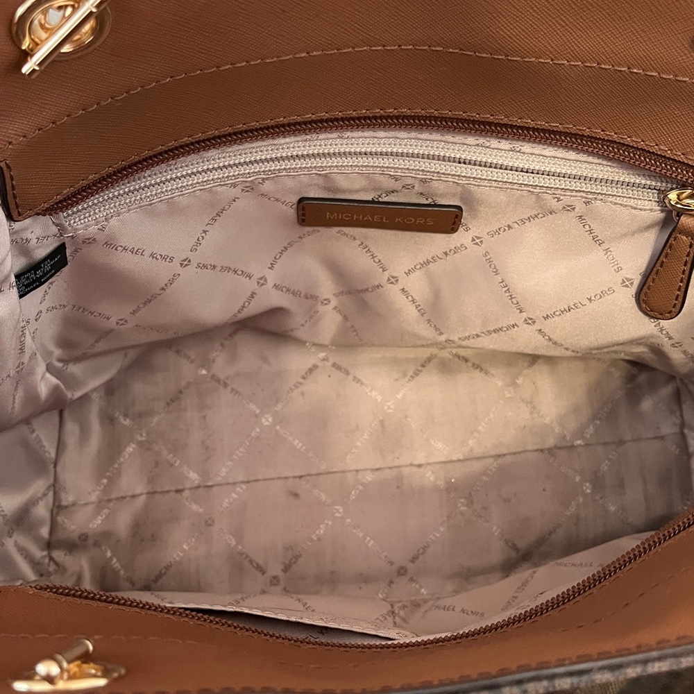 Michael Kors Signature Brown Tote with Gold Accents - Picture 5 of 5